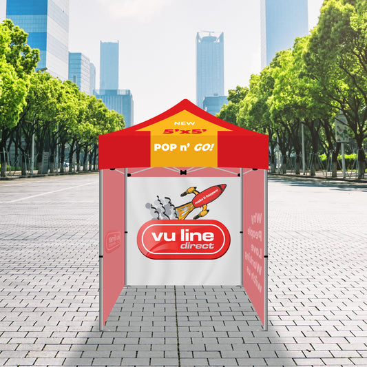 5' X 5' Economy Tent w/ Full Color Canopy, W/ 3 FULL TENT WALLS