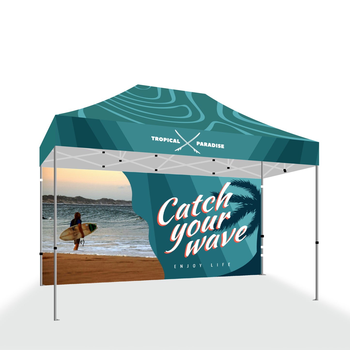 10' X 15' Tent w/ Full Color Canopy and Back Wall