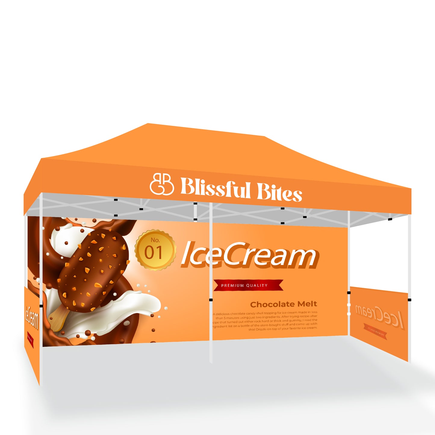 10' X 20' Tent w/ Full Color Canopy, Back Wall, and Side Walls