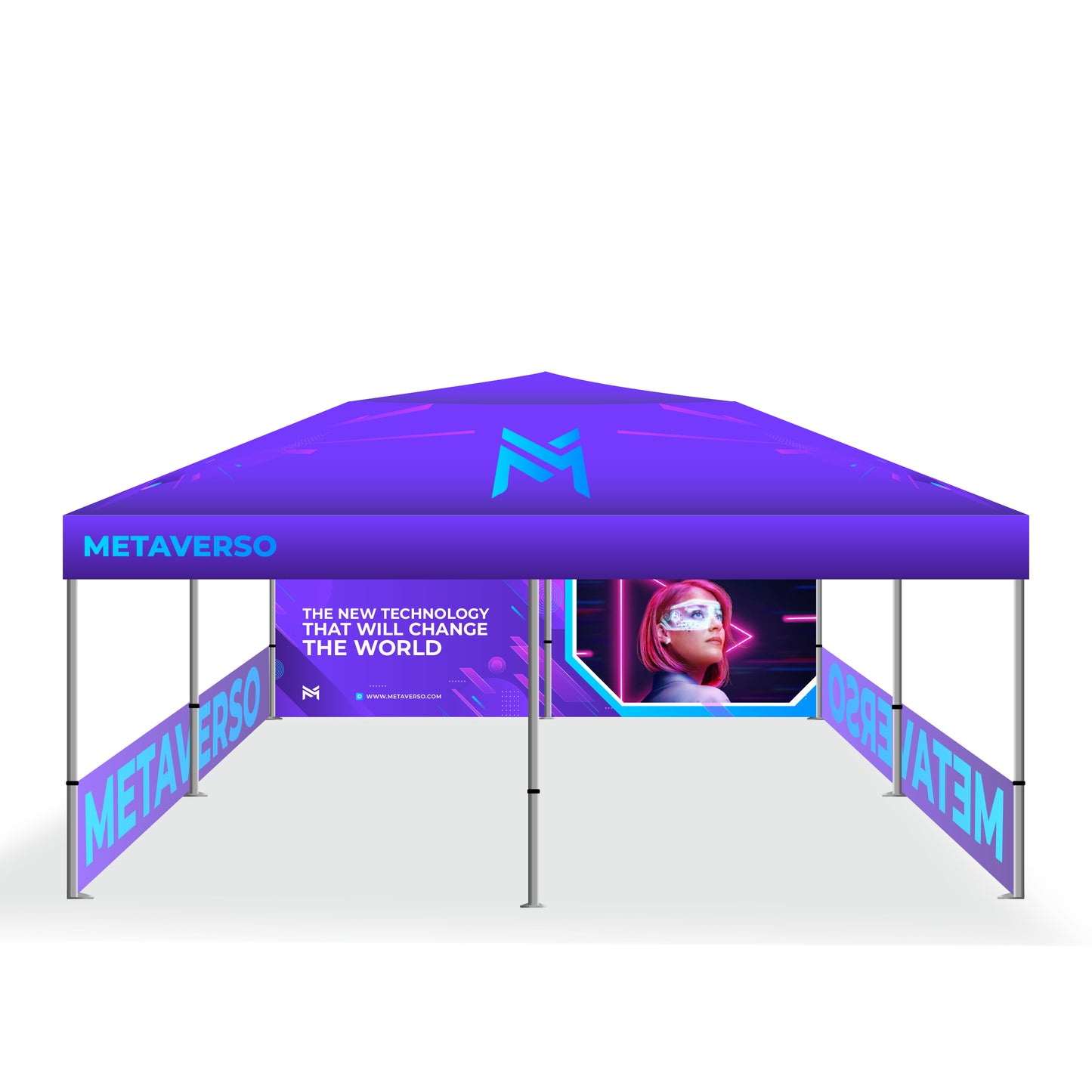 20' X 20' Tent w/ Full Color Canopy, Back Wall, and Side Walls
