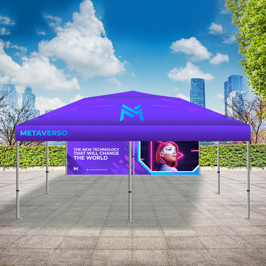 20' X 20' Tent w/ Full Color Canopy and Back Wall