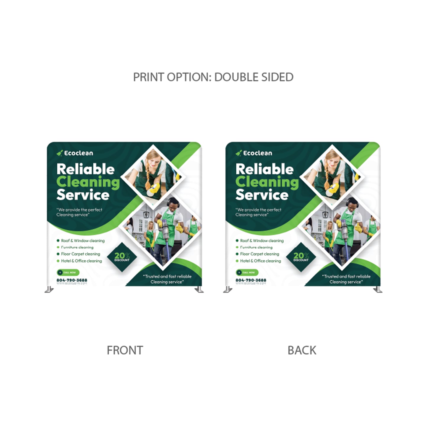 8’ STRAIGHT TENSION FABRIC DISPLAY DOUBLE SIDED