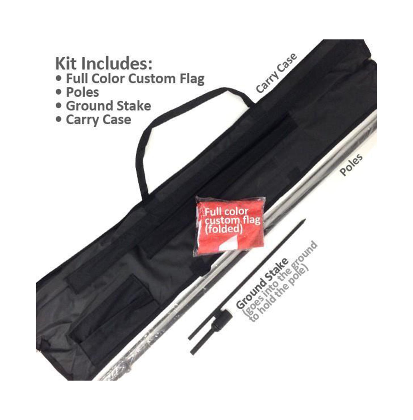 8' Feathered Flag Kit w/ Poles, Ground Stake and Carry Case