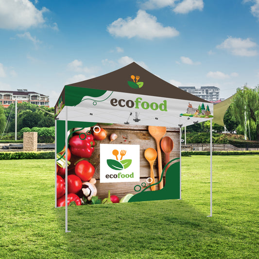 10x10 Standard Tent w/ Full Color Canopy and Back Wall