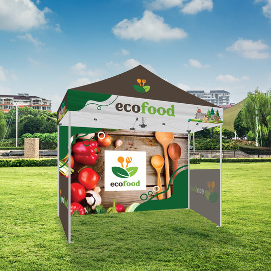 10x10 Standard Tent w/ Full Color Canopy Back Wall and Side Wall