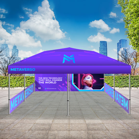 20' X 20' Tent w/ Full Color Canopy, Back Wall, and Side Walls