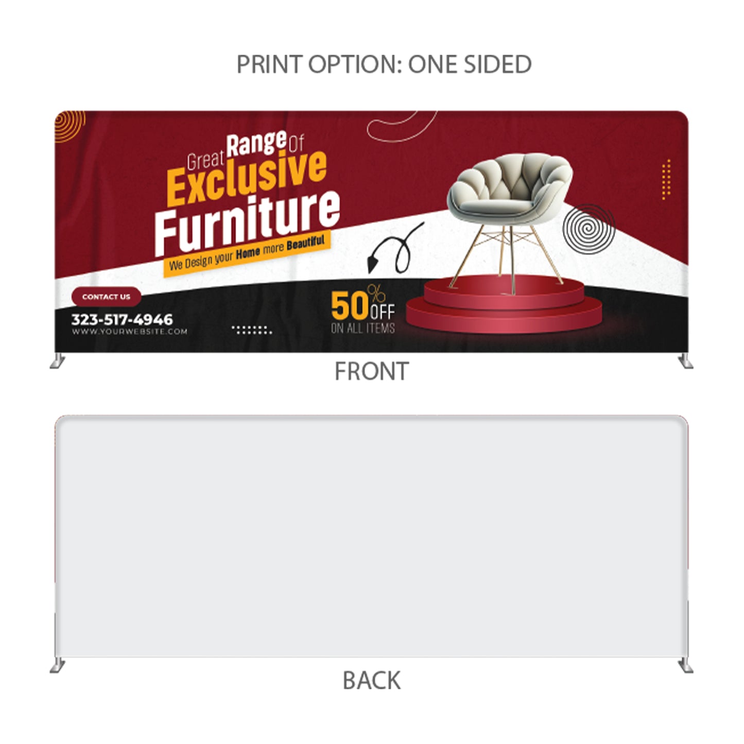 20’ STRAIGHT TENSION FABRIC DISPLAY SINGLE- SIDED