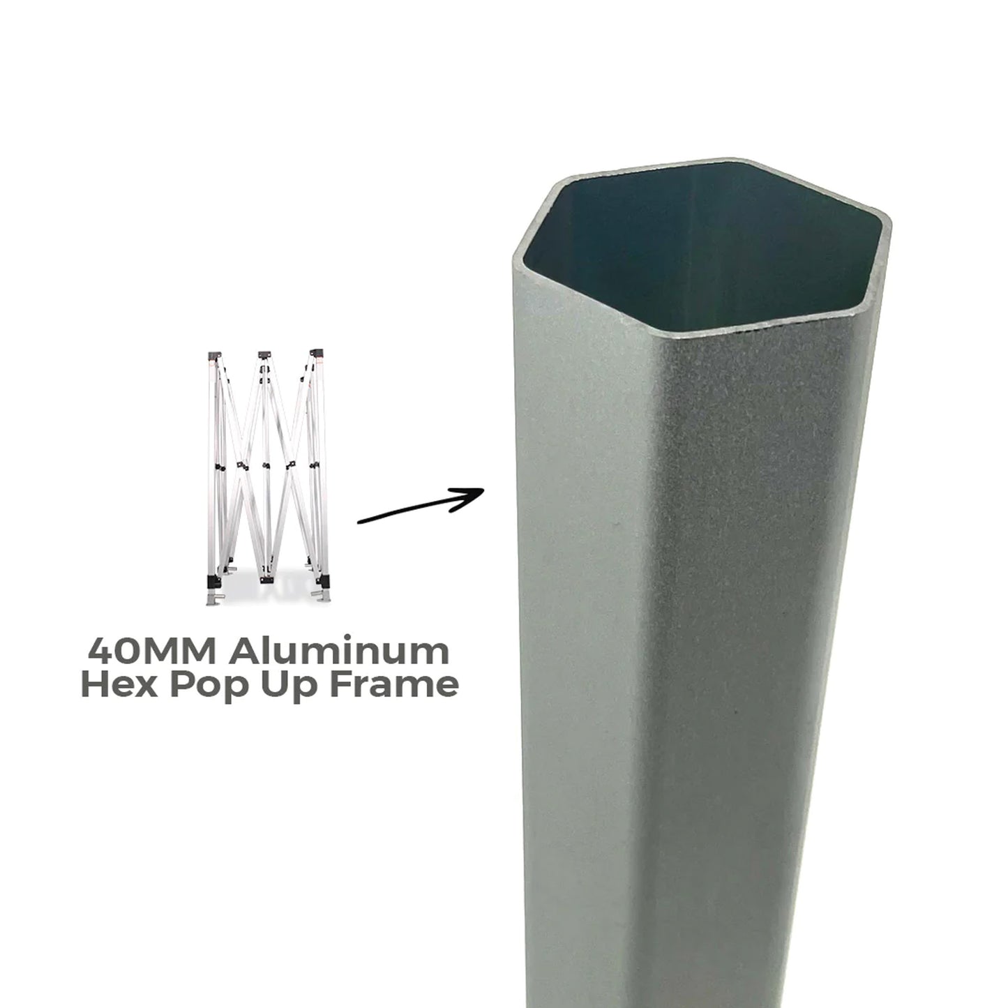 HassleFree™ 10x10 Premium Tent w/ Full Color Canopy, Back Wall, Side Walls, 6' Table Cover, and (2) 8' Tent Banners